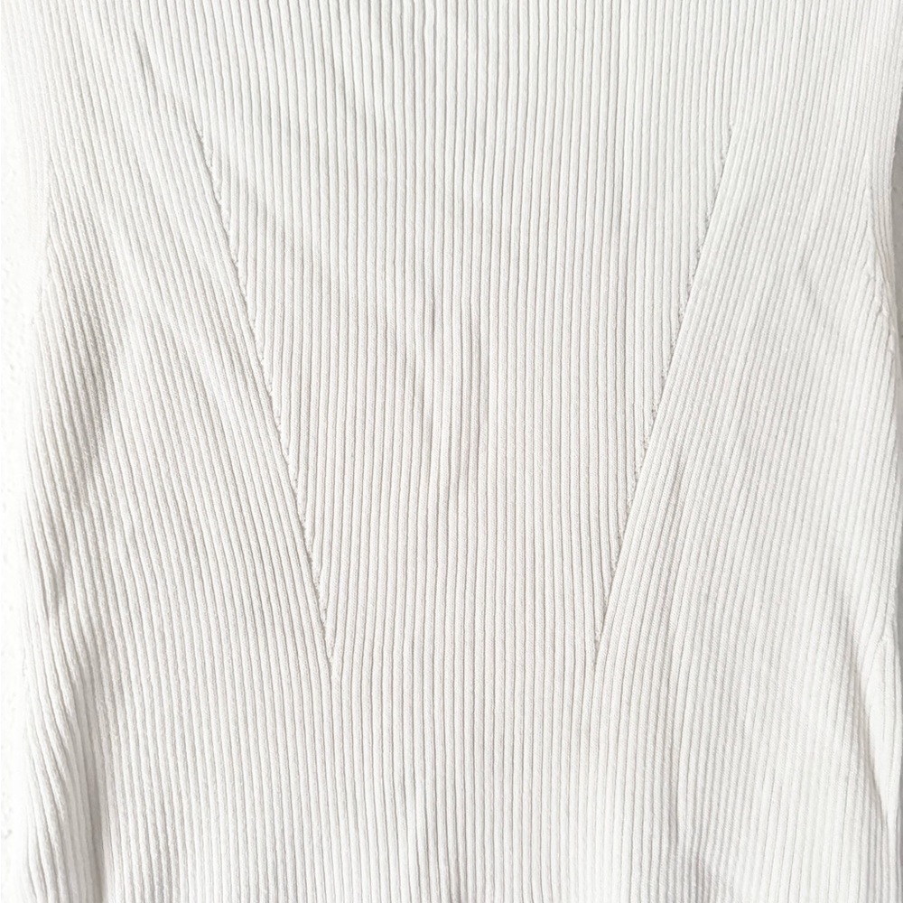 Mossimo Dutti Ribbed Knit White Sleeveless Dress with Key Hole Back Size Large - Picture 6 of 9
